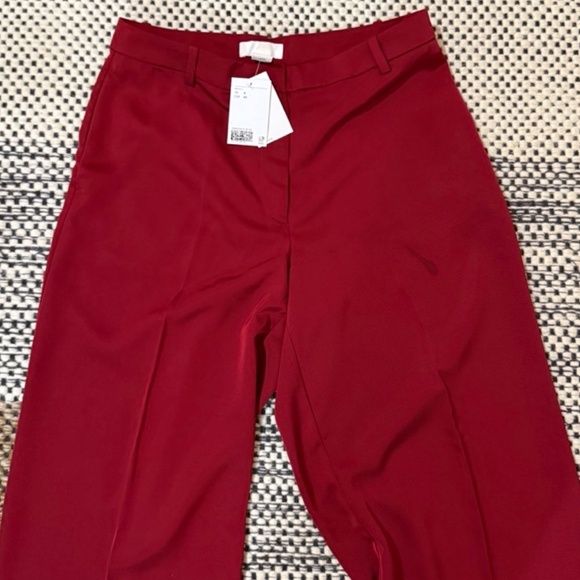 H&M Wide Leg Twill Dress Pants Ankle Dark Red Size 8 NWT - Picture 4 of 5